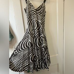 Zara Black and White Swirl Midi Dress